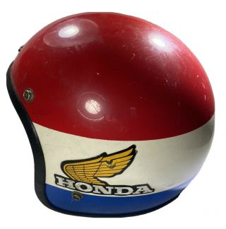 Vintage Honda Motorcycle Helmet 1971 Red White And Blue Needs Interior Redone