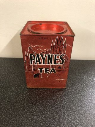 Vintage Paynes Tea Tin Red 1/2 Lb Paynes Of London