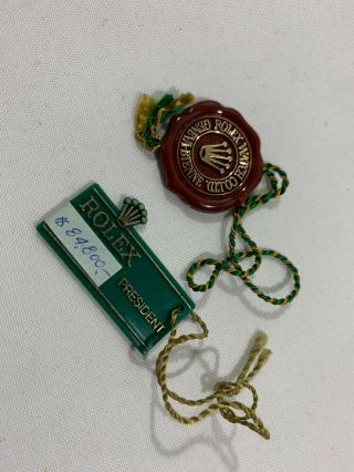 Vintage Rolex Green Red Tag 2 Set Watch Hang Tag 0422002