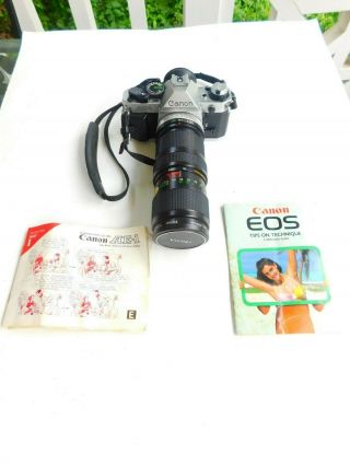 Vtg Canon Camera Ae - 1 & Vivitar Lense Booklets Cap Japan 1980 & 1987