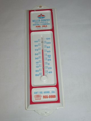 Vintage Miller Dunphy American Oil Company Advertising Metal Thermometer,