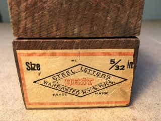 Vintage Best Letter Steel Stamp Set 5/32 " Alphabet Punch Wood Case