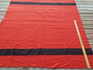 Vtg Retro Wool Red Black Stripes Heavy Blanket Camp Lodge Cabin 74 " X 88 "