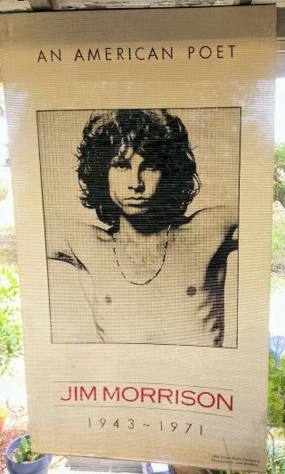 Vtg Loom Woven Paper Wall Hanging Jim Morrison " An American Poet " 1996 34 " × 64 "