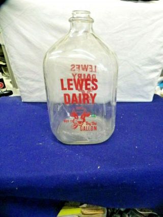 Vintage Lewes Dairy Farm One Gallon Milk Bottle Delaware Lettering Is Good
