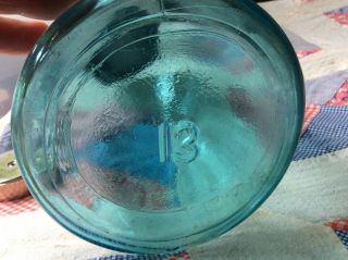 LUCKY 13 OLD VINTAGE BIG 1/2 GALLON BLUE GLASS BALL MASON CANNING JAR ZINC LID 3
