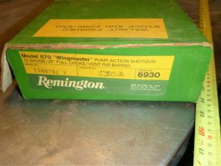 Oe Box Remington 870 Wingmaster 12ga Full Choke Vent Rib Walnut Stock 1970s - 80s