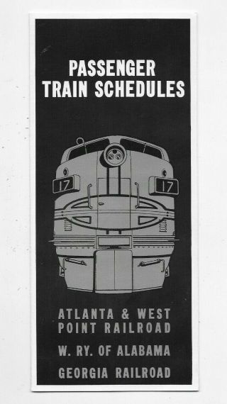 1969 Atlanta & West Point Railroad Timetable Schedule Georgia Railroad