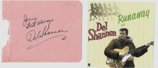 Del Shannon.  Hof Singer Songwriter.  Vintage In Person Hand Signed/inscribed