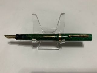 Vintage Sheaffer Flat Top Wd Jade Green Gft Lever Lifetime Nib F Fountain Pen