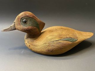 Vintage Folk Art Hand Carved & Painted Wood Duck Decoy Light Weight 4.  08oz