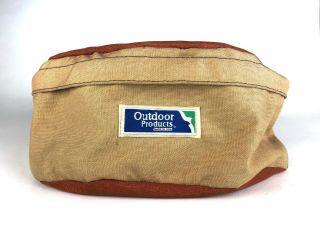 Vintage " Outdoor Products " Large Waist Fanny Pack Made In Usa Beige Rust Orange