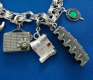 Vintage Sterling Silver Charm Bracelet With 3 Charms Beer Stein London Bridge 2