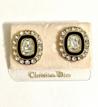 Huge Vintage Gorgeous “the Look Of Real” Rhinestone Christian Dior Earrings