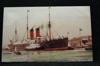 Cunard Rms Etruria At Liverpool Landing Stage Pier Postcard Upu Uk Unposted