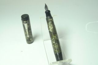 Vintage Italian Unbranded Facetted Celluloid Fountain Pen Flexy M Nib Serviced