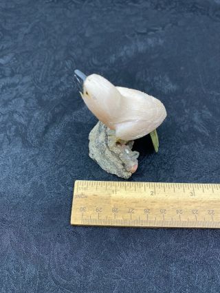 Carved Unknown Stone Bird on Mineral Specimen - 112.  6 Grams - Vintage Estate Find 3