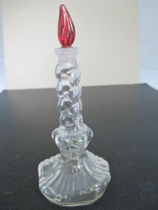 Vintage Schiaparelli " Sleeping " Glass Perfume Bottle W/ Flame Red Glass Stopper