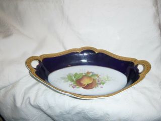 Vintage Large Navy Blue/ Gold Accent/ Floral Bowl - Rosenthal - Selb Bavaria