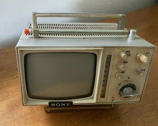 Vtg 60s Sony 5 - 307uw Micro Tv All Channel Transistor Tv Receiver W/ Manuals