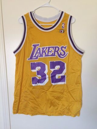 Champion Magic Johnson Los Angeles Lakers Vintage Jersey Home Yellow Size Medium