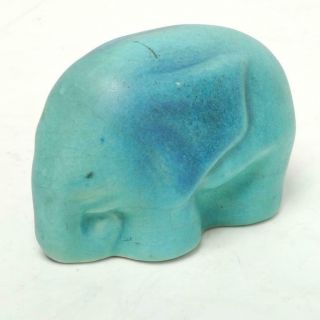 Vintage Van Briggle Art Pottery Ming Blue Elephant Paper Weight,  1930 - 40s Mark