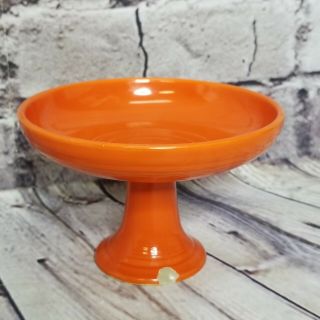 Vintage Fiestaware Radioactive Red Orange Pedestal Sweets Comport Dish Hlc