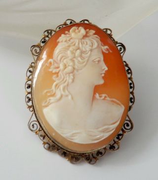 Vintage 800 Silver Master Carved Shell Cameo Necklace Pendant