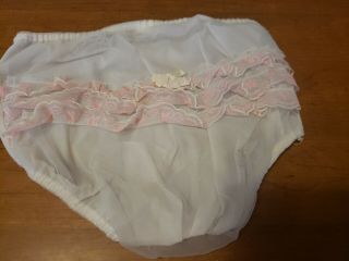 Vintage Gerber Pair Size Medium Pink Ruffle Rumba Vinyl Plastic Pants