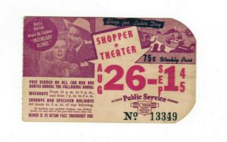 St Louis Missouri Transit Ticket Pass Aug 26 - Sept 1 1945 Betty Hutton Cordova