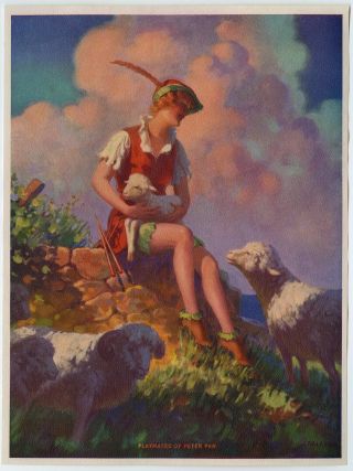 Vintage 1930s Art Deco Edward Eggleston Fantasy Print Playmates Of Peter Pan