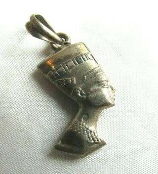 Vintage Sterling Silver Nefertiti Egyptian Pendant