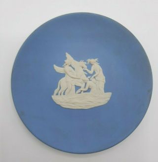 Vintage Wedgwood Pegasus Blue Jasperware Round Shaped Trinket Dish