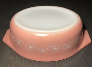 Vintage Pyrex Pink Daisy 043 w/ Pyrex Lid | 1.  5 Quart Oval Covered Casserole 2