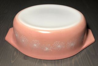 Vintage Pyrex Pink Daisy 043 w/ Pyrex Lid | 1.  5 Quart Oval Covered Casserole 3