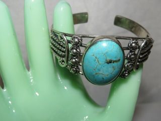 Vintage Navajo Sterling Silver Fred Harvey Era Turquoise Bracelet Cuff