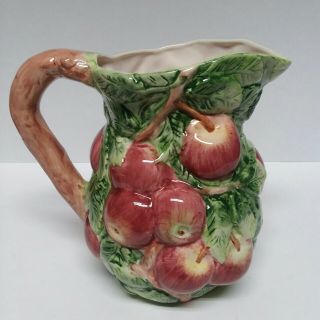 Vintage Ceramic Apple Tree Pitcher W/ Branch Handle By World Bazaar