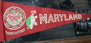 Vintage Antique Felt University Of Maryland Terrapins Football Pennant