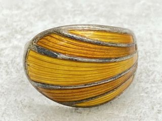 Vintage David Andersen Norway Sterling Silver Yellow Orange Enamel Ring Sz 6 7g
