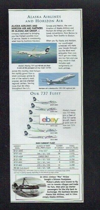 Alaska Airlines 2006 Fleet Chart 737 - 200 - 400 - 400f - 700 - 800 - 900