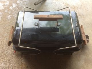 Vtg Weber Go Anywhere Propane Gas Bbq Grill Camping W Wood Handle
