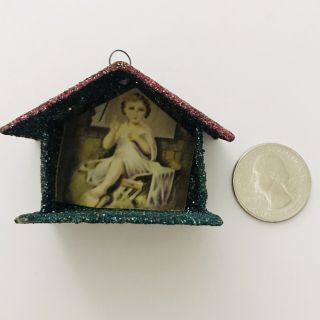 Vintage Tiny Miniature Christmas Nativity Manger Creche Diorama Ornament Japan