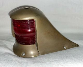 Vintage Boat Bow Light Red Green Nml Co.  Nautical Marine W/ Flag Holder Brass