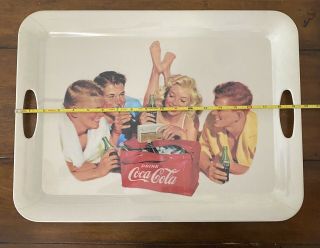 Large Vintage Coca Cola Classic Beach Party Tray 2002 beach girl 19.  5 