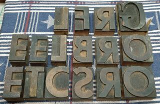 16 Vintage Letterpress Wood Type Alphabet 2 " Printing Blocks Wooden Letters