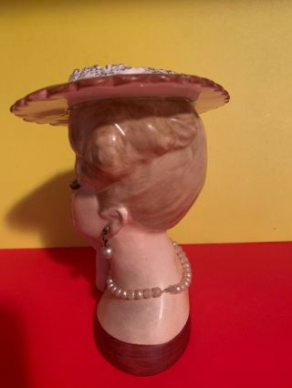 VINTAGE NAPCO 1958 LADY HEAD VASE WITH JEWERLY MAROON COLOR ESTATE FIND 2