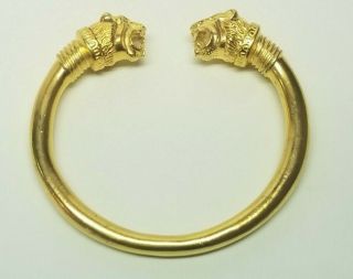 Vintage Mma Museum Of Modern Art Gold Plated Tone Lion Head Cuff Bracelet