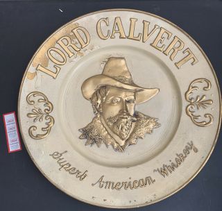 Vintage Lord Calvert American Whiskey Metal Round Sign 23 " White And Gold