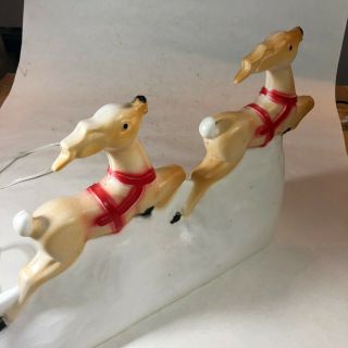 Vintage Blow Mold Santa/Sleigh/Reindeer 32 