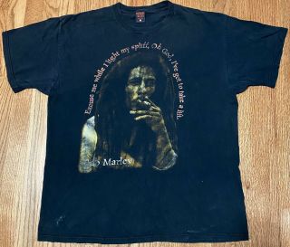 Vintage 1990s Bob Marley Fashion Victim Xl Fadded Band Concert Quote Shirt